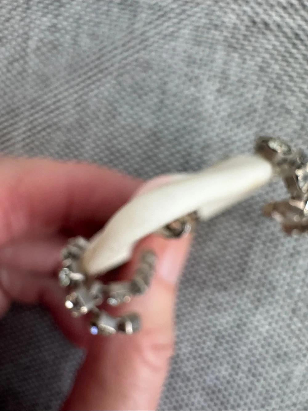 Gabriella Vantage Art Deco Porcelain Flapper Girl Face Rhinestone Brooch Pin